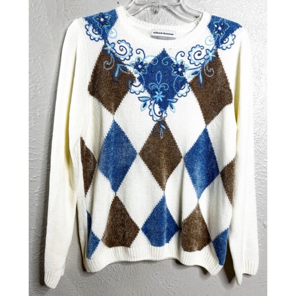 Alfred Dunner PS Petite Small Acrylic Geometric Color Block Beaded Sweater New - Picture 1 of 7